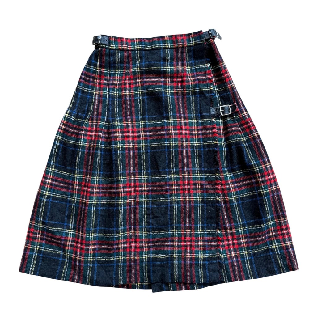 James Dalgliesh Scotland Wool Tartan‎ Plaid Kilt Skirt Red Green Blue Vintage 12